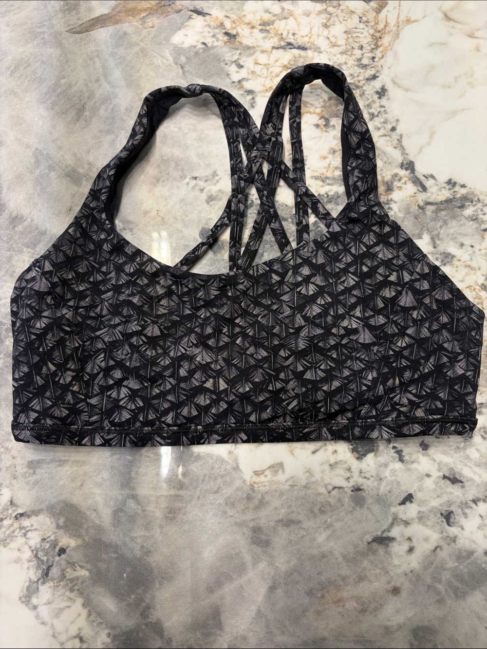 lululemon athletica Black Geometric Strappy Sports Bra